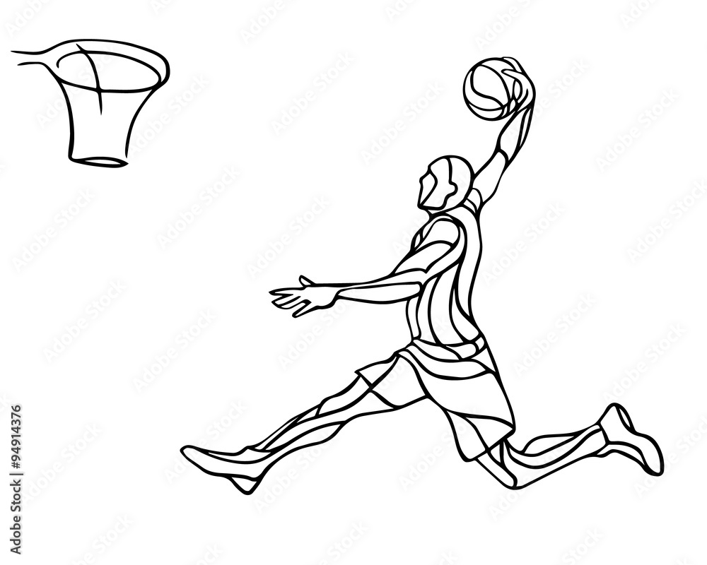 Obraz premium Basketball player. Slam Dunk Silhouette