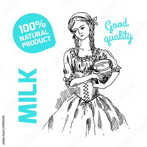 sketch of milkmaid  photo