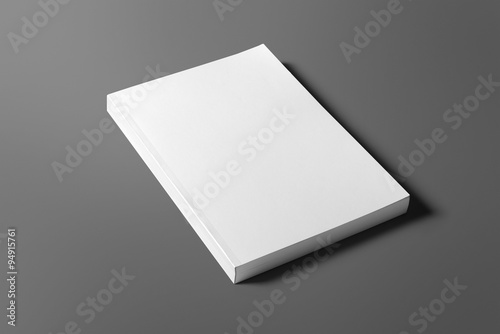 Blank book isolated on grey to replace your design photo