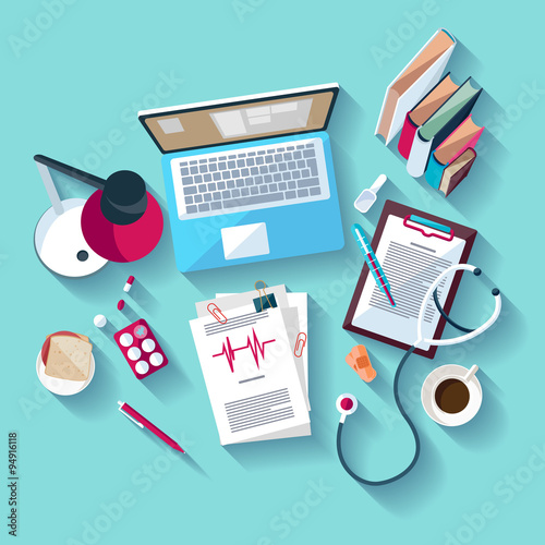 Medical workplace. Flat design.
