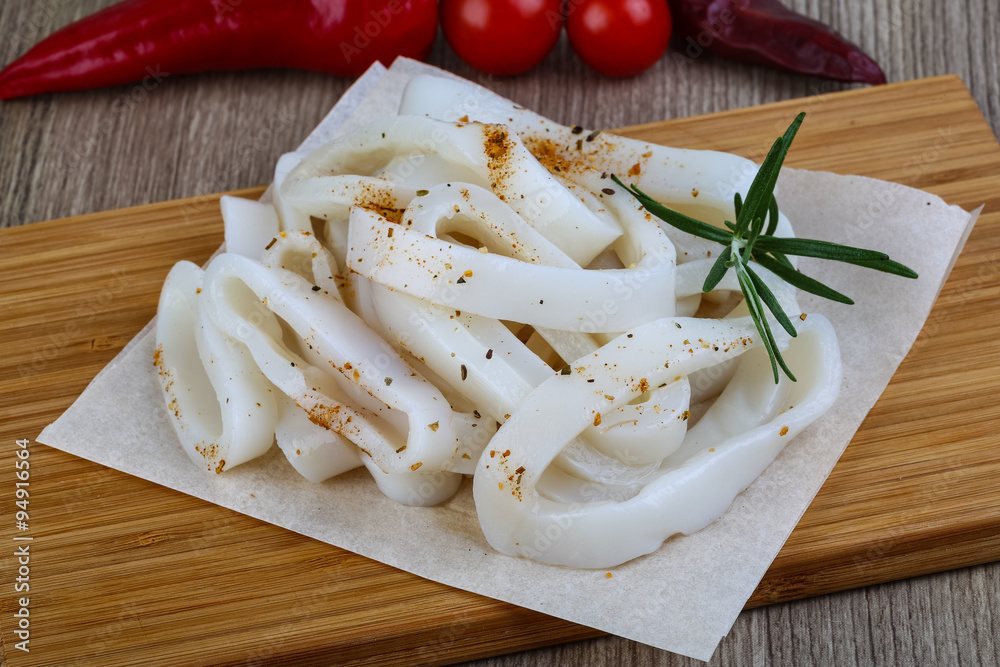 Raw squid rings Raw squid rings