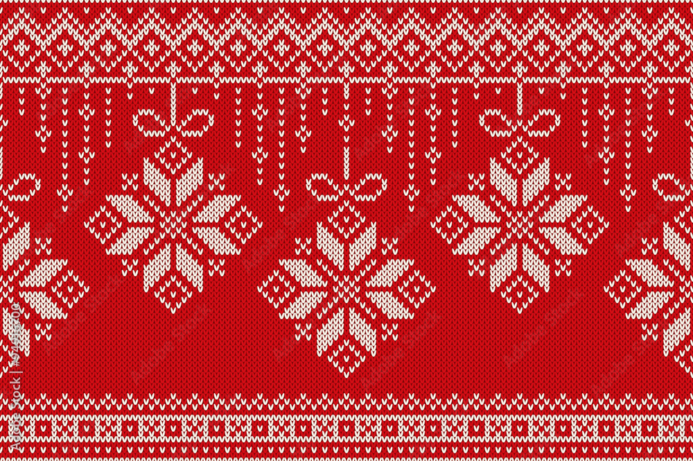 Obraz premium Winter Holiday Seamless Knitting Pattern. Christmas and New Year