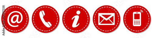 Contact Us – Round red sticker buttons with dashed line