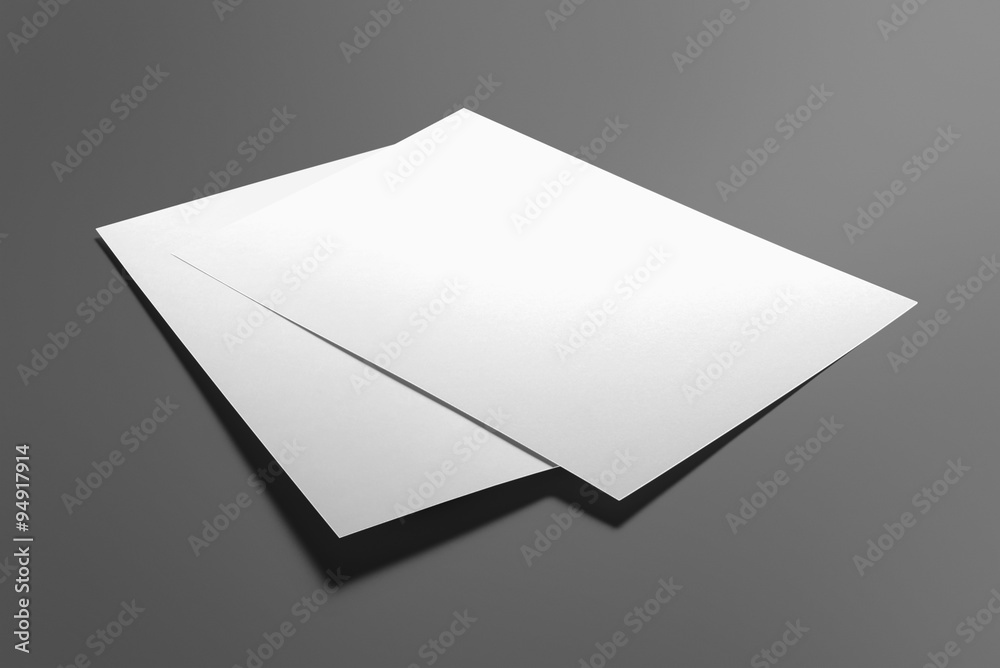 Blank flyer poster isolated on grey to replace your design