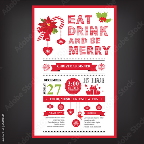 Poster invitation Merry Christmas.