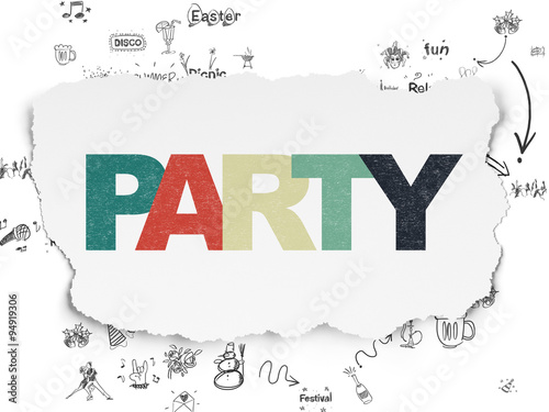 Entertainment  concept  Party on Torn Paper background