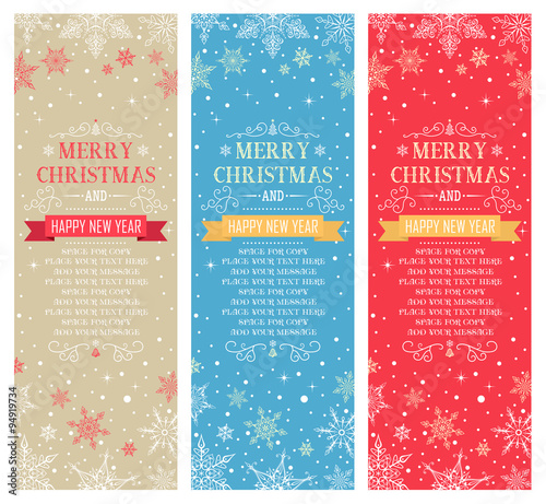 Christmas Vertical Banners with Space for Copy - Illustration. Vector Set of Christmas Cards.