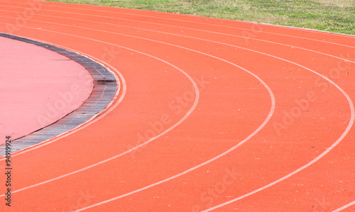 running track curve in football stadium