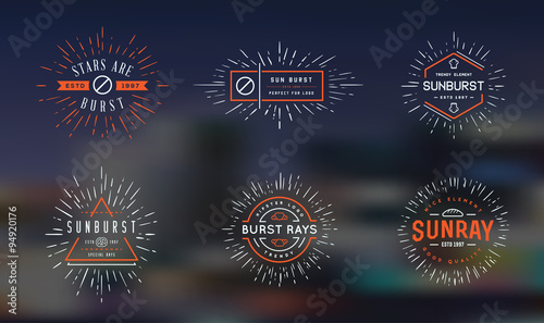 Sun burst vintage shapes collection set of sun ray frames retro vector design elements