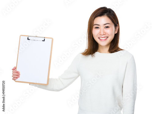 Woman show with clipboard