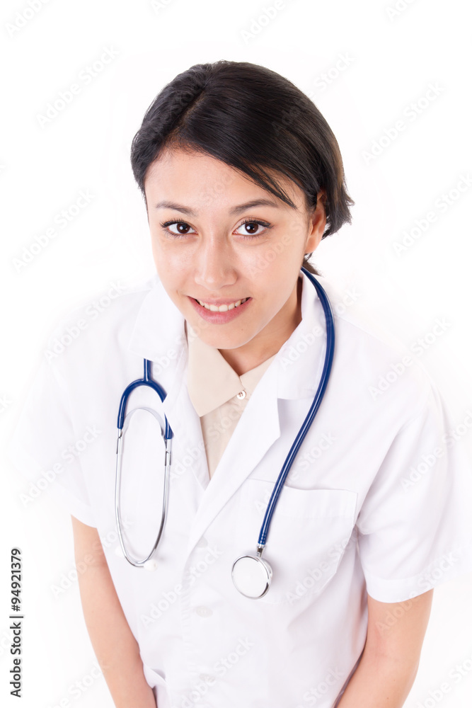 smiling female doctor, medic, health care personnel