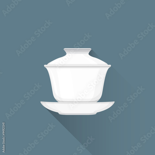 vector flat Chinese tea gaiwan illustration icon.