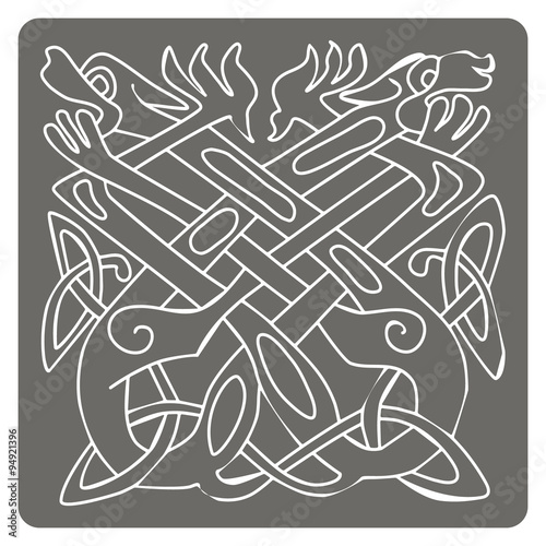 monochrome icon with celtic art and ethnic ornaments for your design