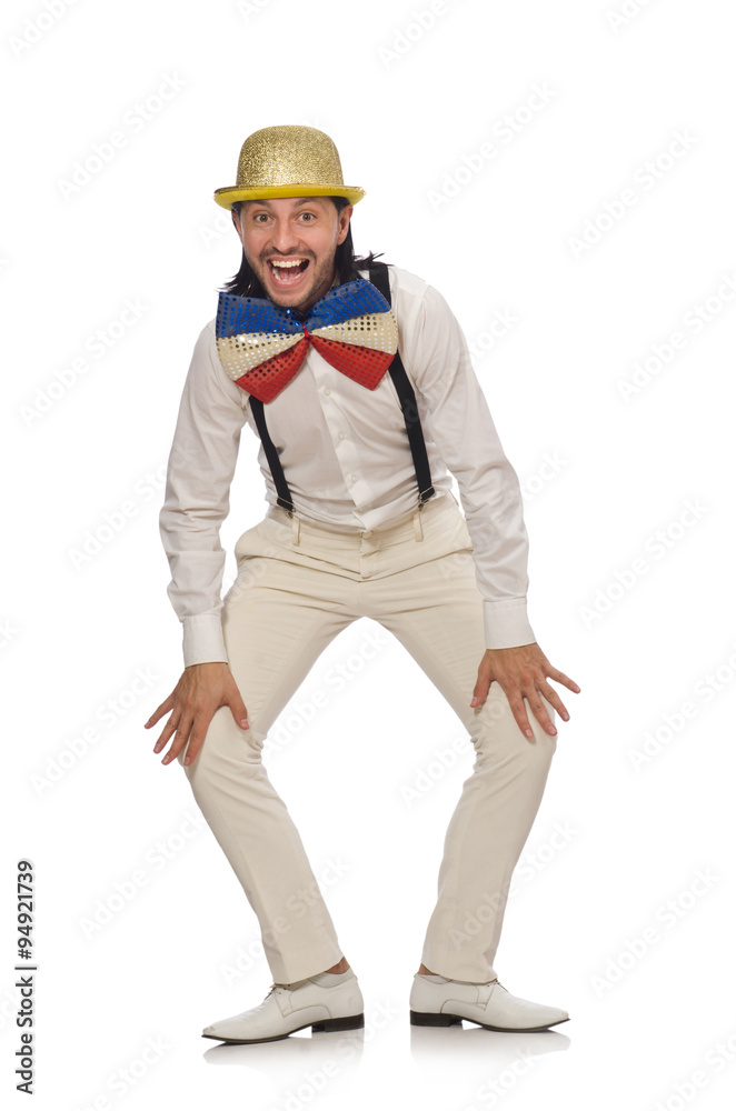 Man in funny concept isolated on white Man in funny concept isolated on white
