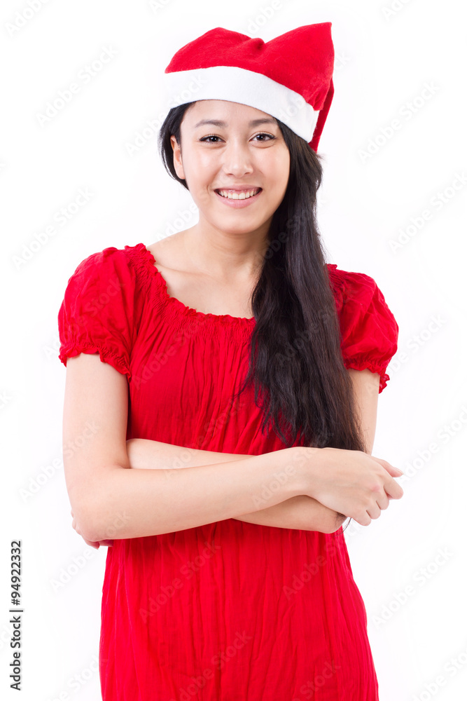 smiling, happy christmas lady isolated smiling, happy christmas lady isolated