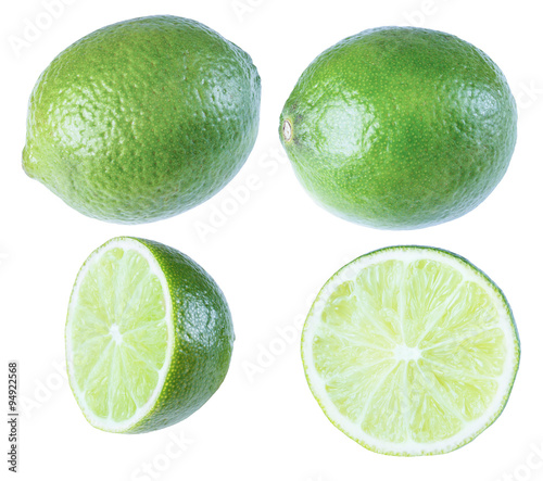 Lime, tropical fruit, isolate on a white background, whole fruit