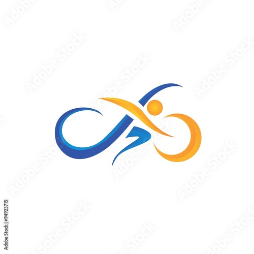 triathlon endurance sport with running cycling and swimming vector illustration icon template