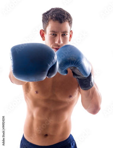 Muscular bodybuilder guy doing exercises © fotofabrika