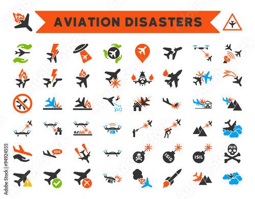 Aviation Disasters Vector Icons