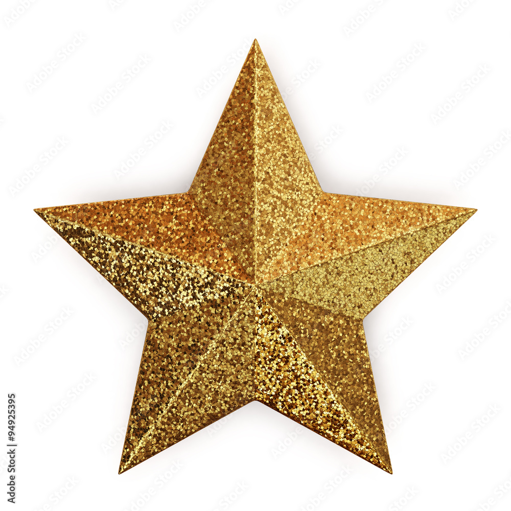 Gold star with glitter - 3d Stock Illustration