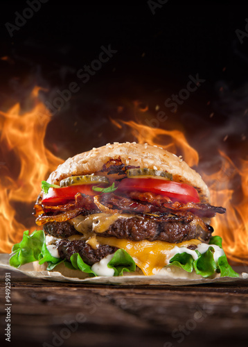 Close-up of home made burger