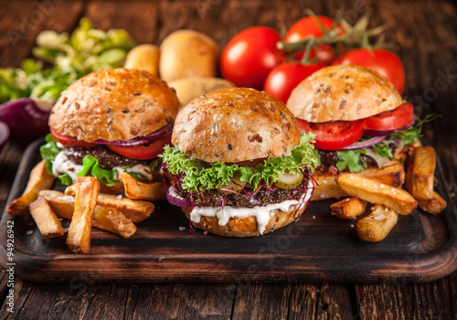 Close-up of home made burgers