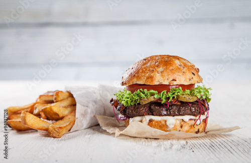 Close-up of home made burger