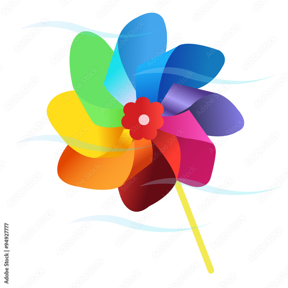 A colorful pin wheel spinning in the wind. A colorful pin wheel spinning in the wind.