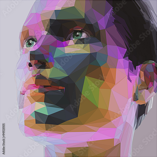 Low poly abstract portrait man