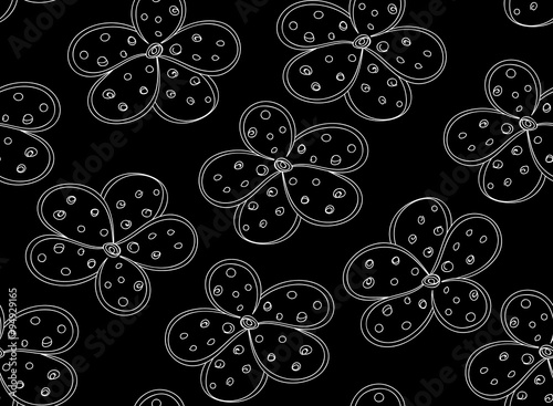 Floral vector seamless pattern with funny flowers. Endless floral texture. You can use any color of background