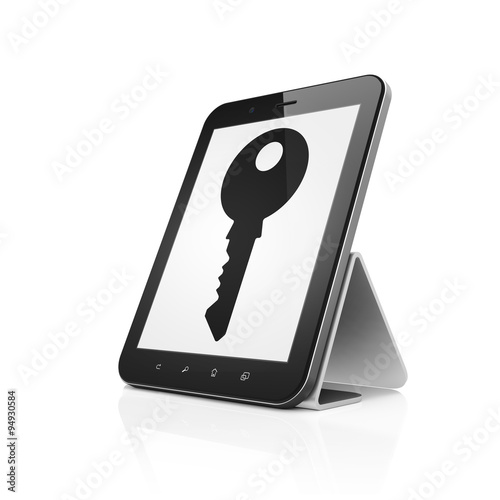 Safety concept: Tablet Computer with Key on display