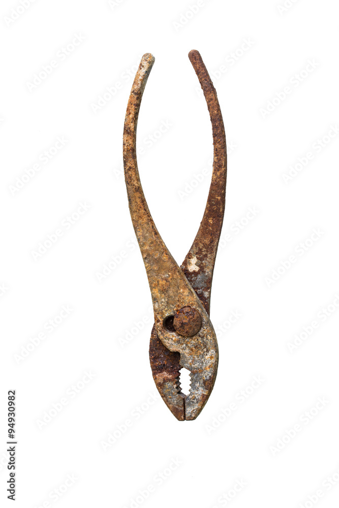 Naklejka premium Rusty Pliers on white background
