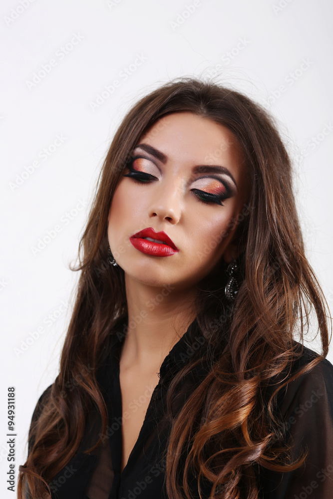 Glamour portrait of beautiful woman model with fresh daily makeu Glamour portrait of beautiful woman model with fresh daily makeu
