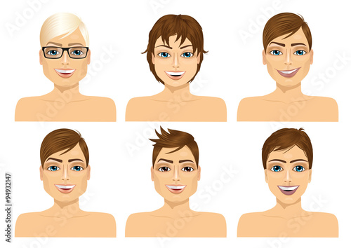 six handsome caucasian men faces