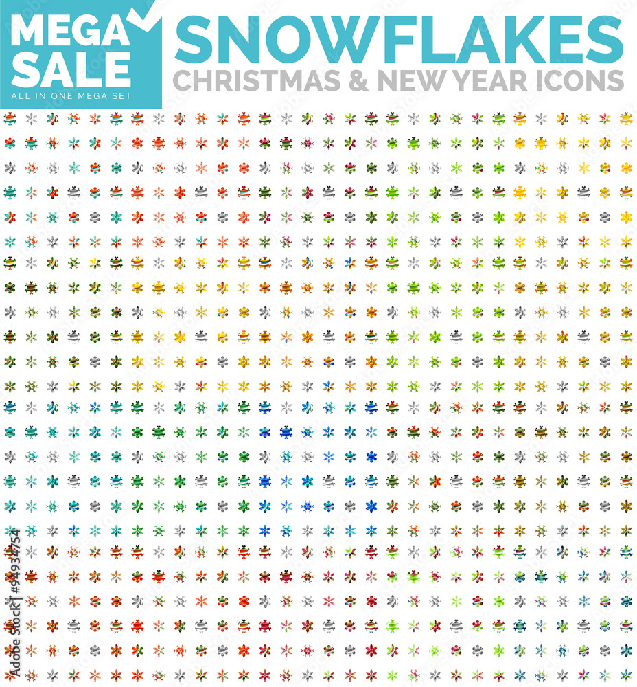 Mega collection of simple round snowflakes