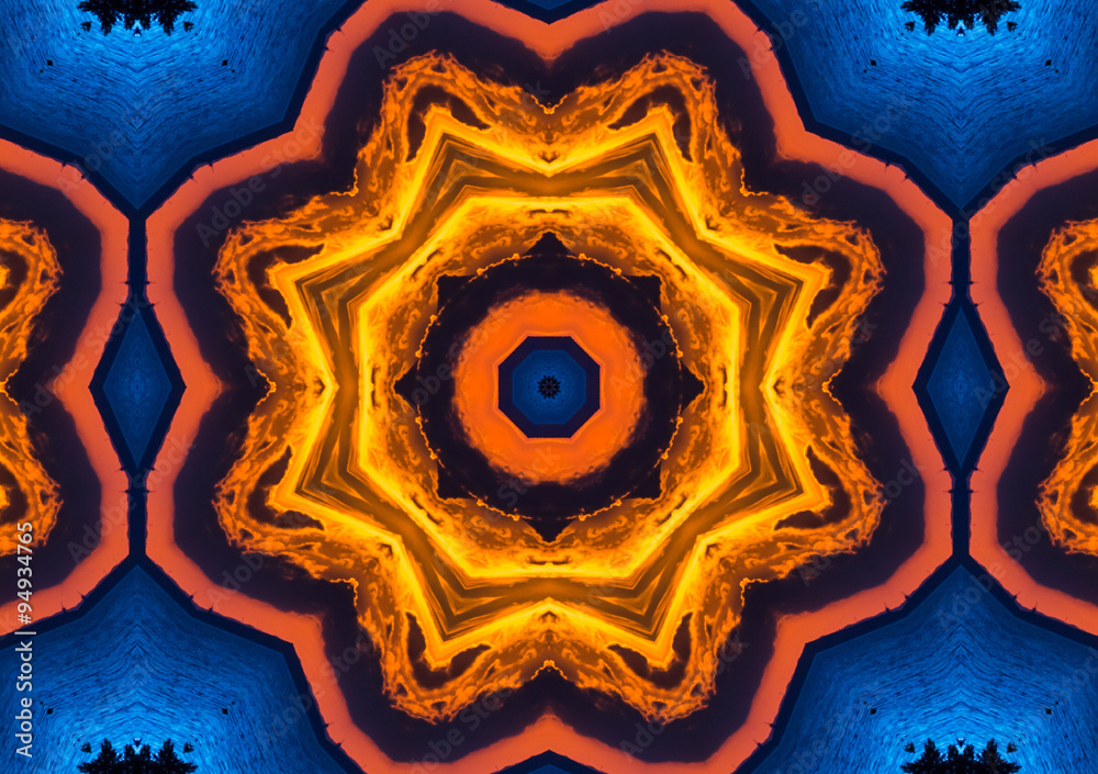 Fototapeta premium Abstract red and yellow kaleidoscope