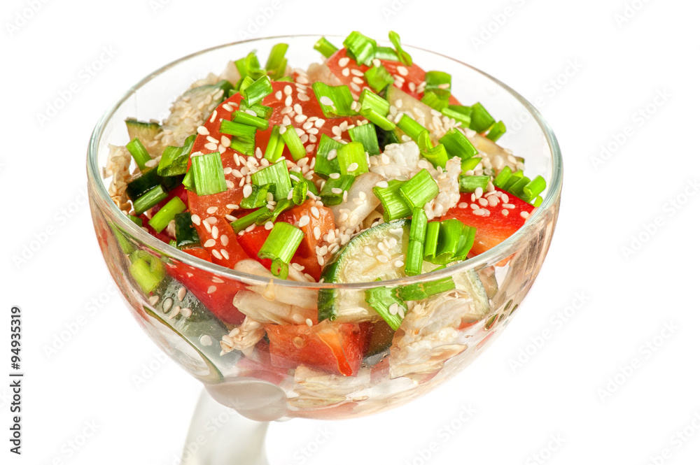 vegetable salad on white