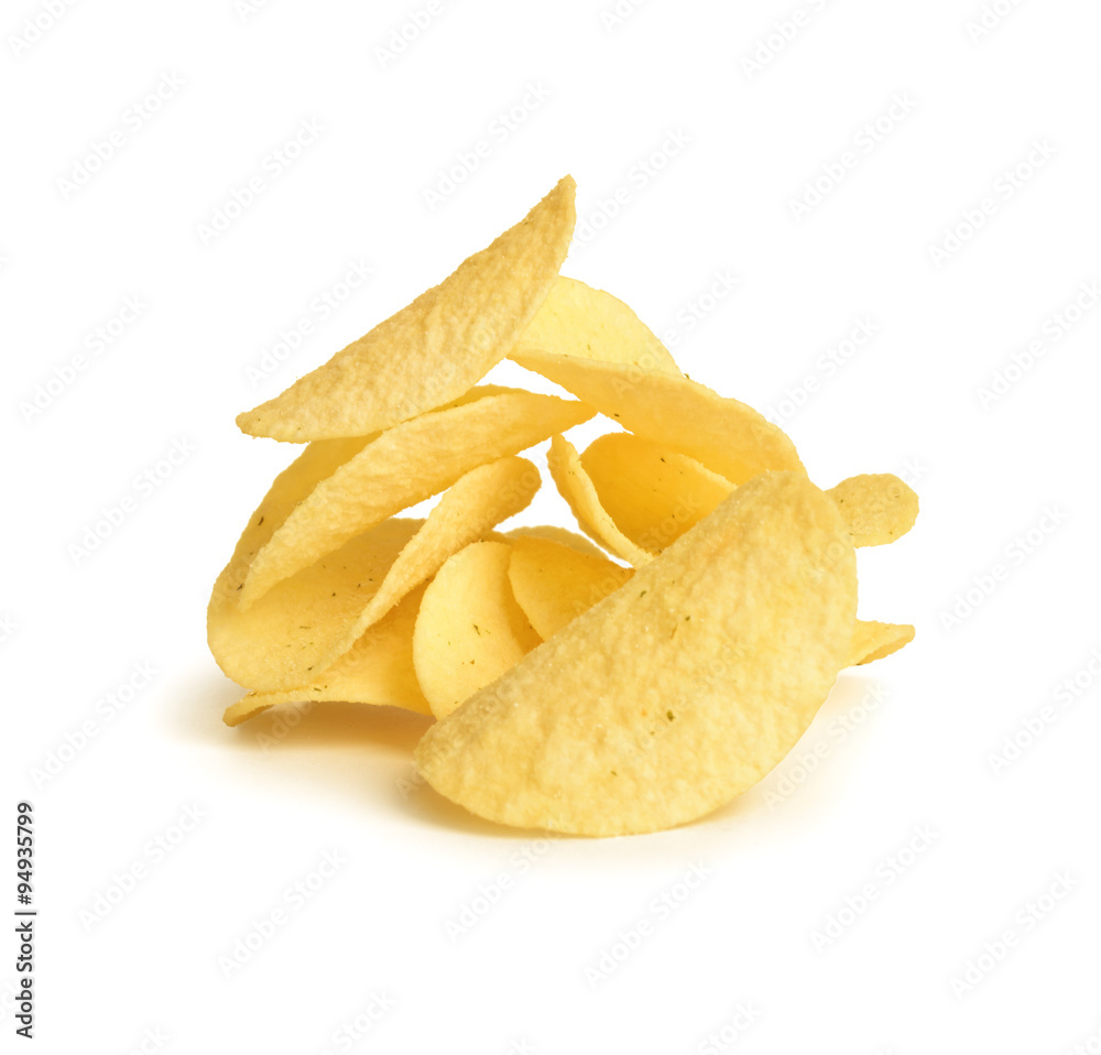 potato chips on white background potato chips on white background