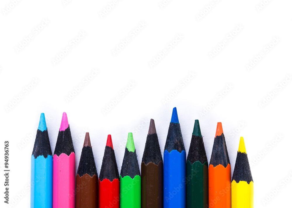 line of colored pencils