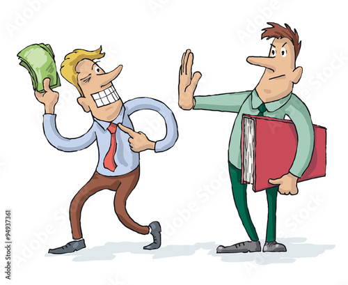Man unsuccessfully trying to bribe officer, but officer refusing to accept suspicious money