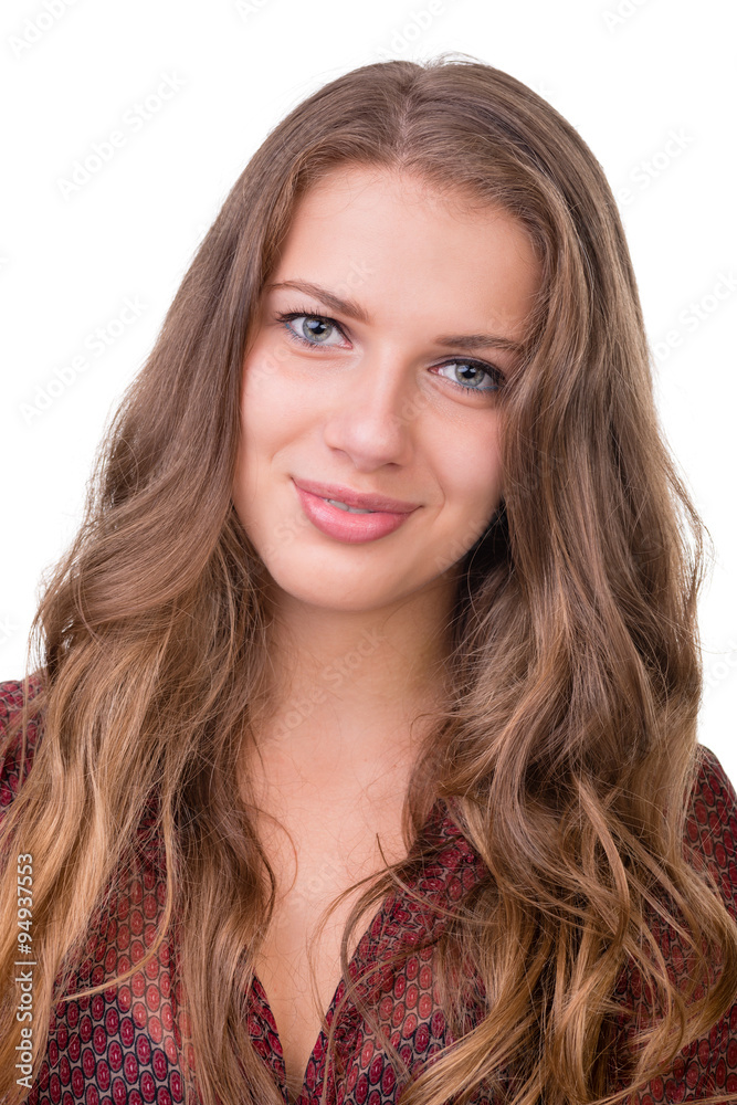 portrait of attractive caucasian smiling woman portrait of attractive caucasian smiling woman
