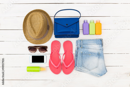 Women's beach clothes and accessories photo