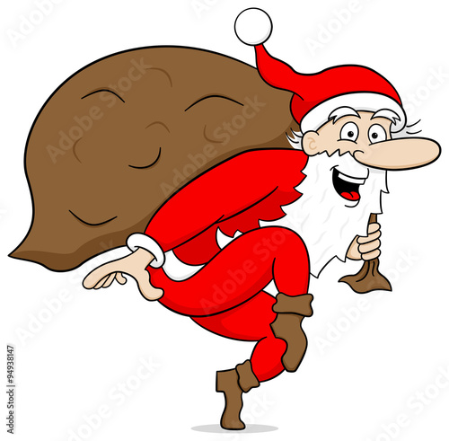 Weihnachtsmann schleicht sich auf Zehenspitzen an 