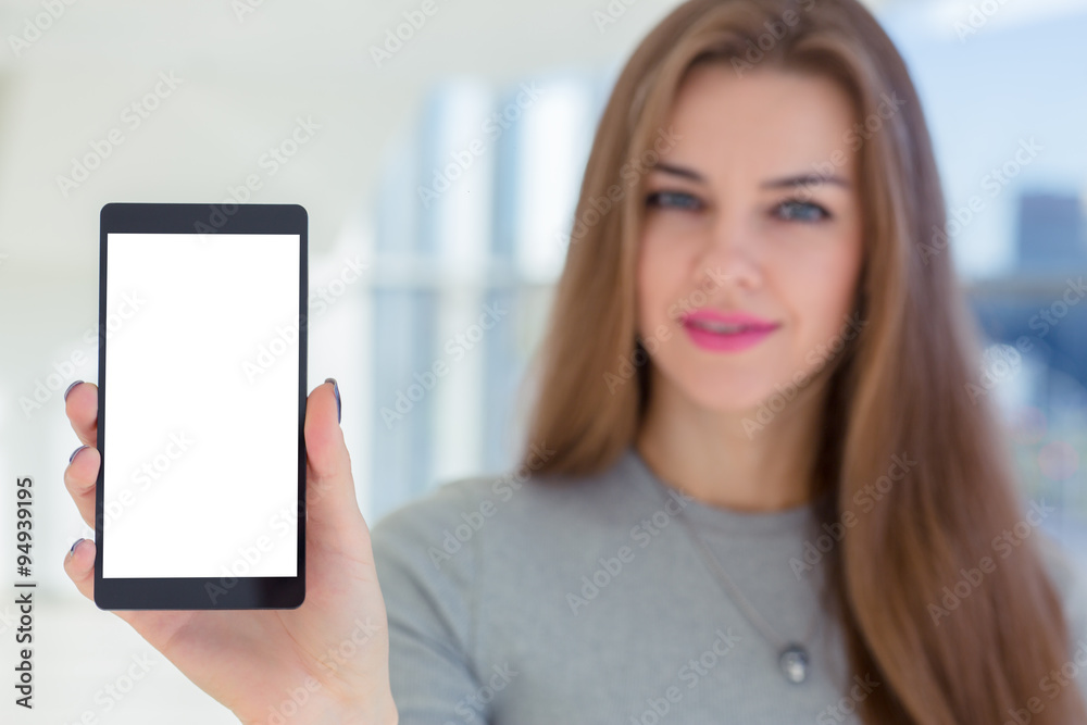 business woman holding smartphone in hand business woman holding smartphone in hand