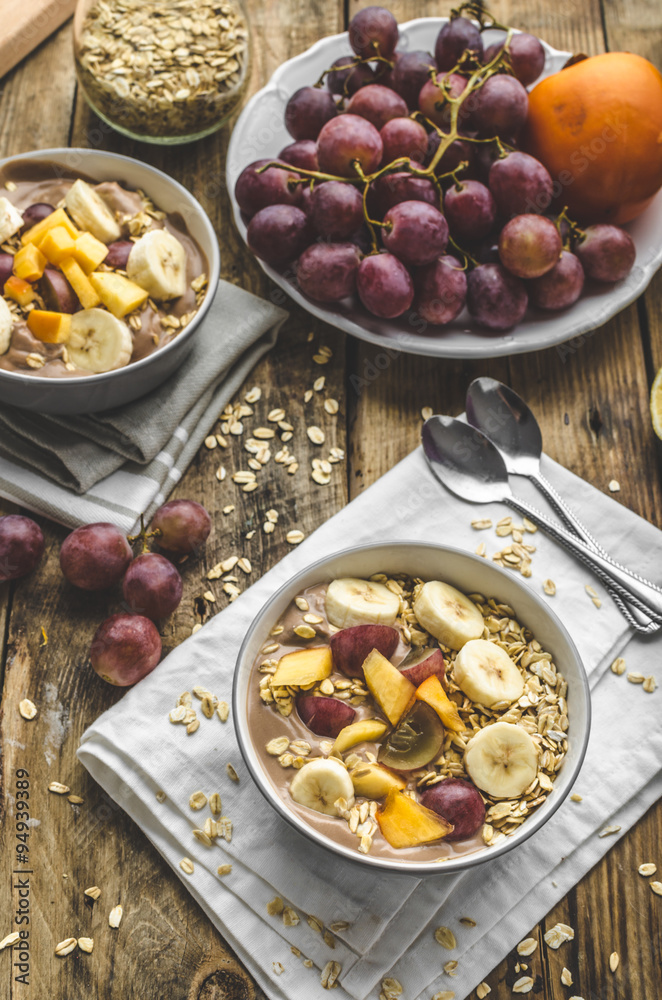 Homemade granola with fruit and chocolate Homemade granola with fruit and chocolate