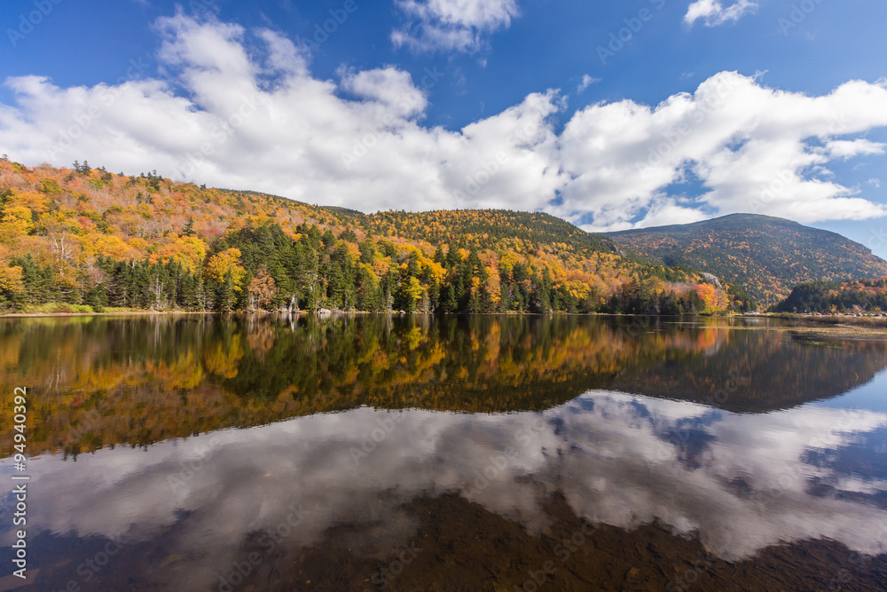 Colorful Autumn landscape and reflection in White mountain National park