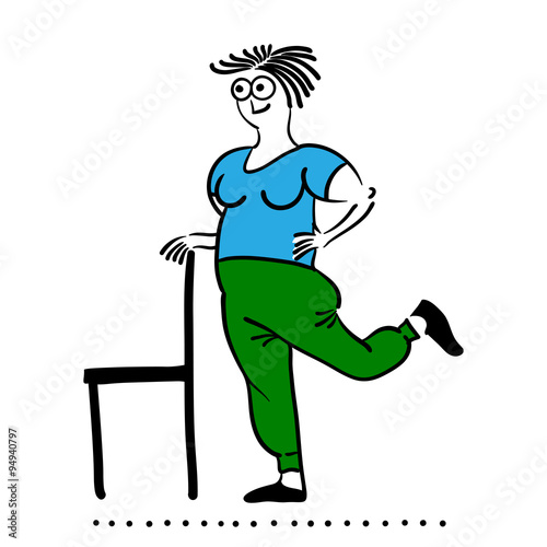 Exercising old woman. Pilates poses set