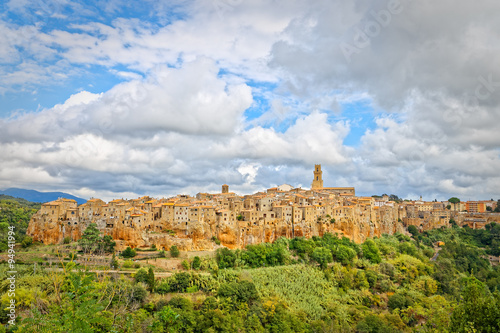 View of the cliff where there is Pitigliano  ancient village
