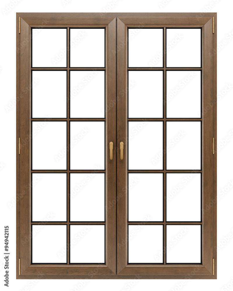 brown wooden window isolated on white background brown wooden window isolated on white background