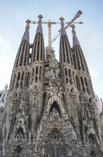 BARCELONA, SPAIN - OCTOBER 08, 2015: The Sagrada Familia Cathedral designed by Gaudi, which is being build since 1882 and is not finished yet.